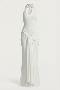 Amandine Halter Sculpt Maxi Dress - White