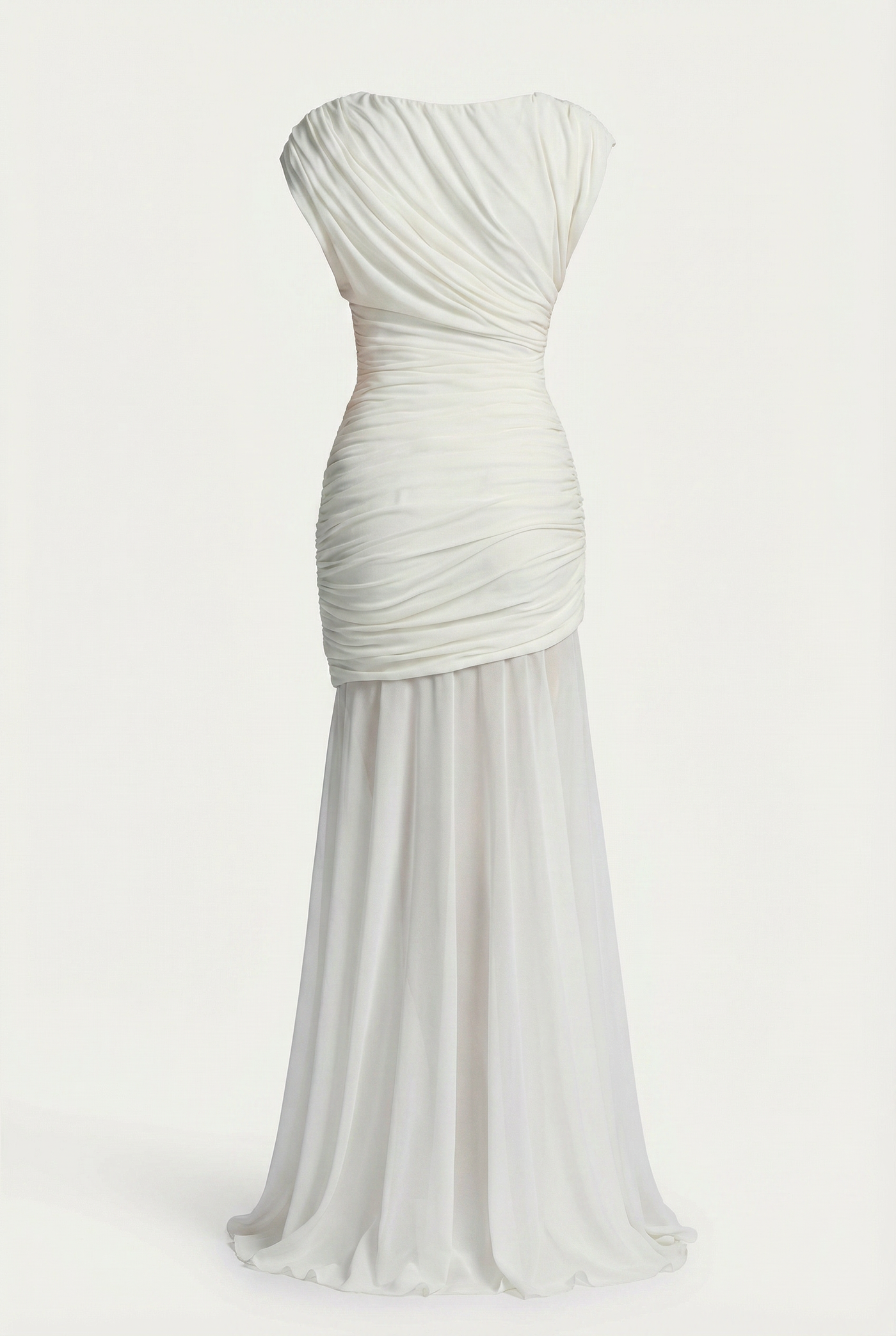 Amaya Sculpted Drape Maxi Dress - White