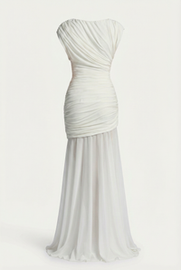 Amaya Sculpted Drape Maxi Dress - White