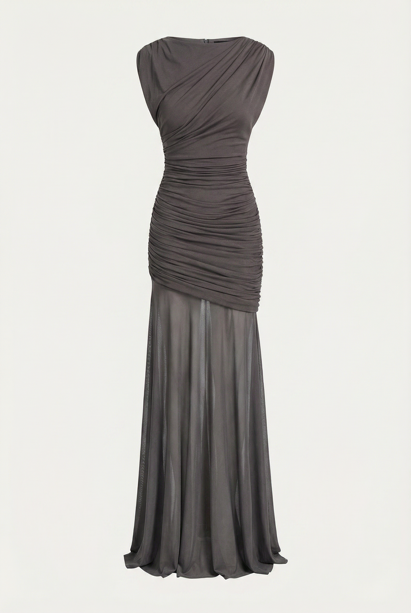 Amaya Sculpted Drape Maxi Dress - Gray