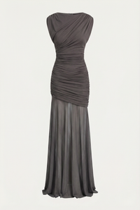 Amaya Sculpted Drape Maxi Dress - Gray
