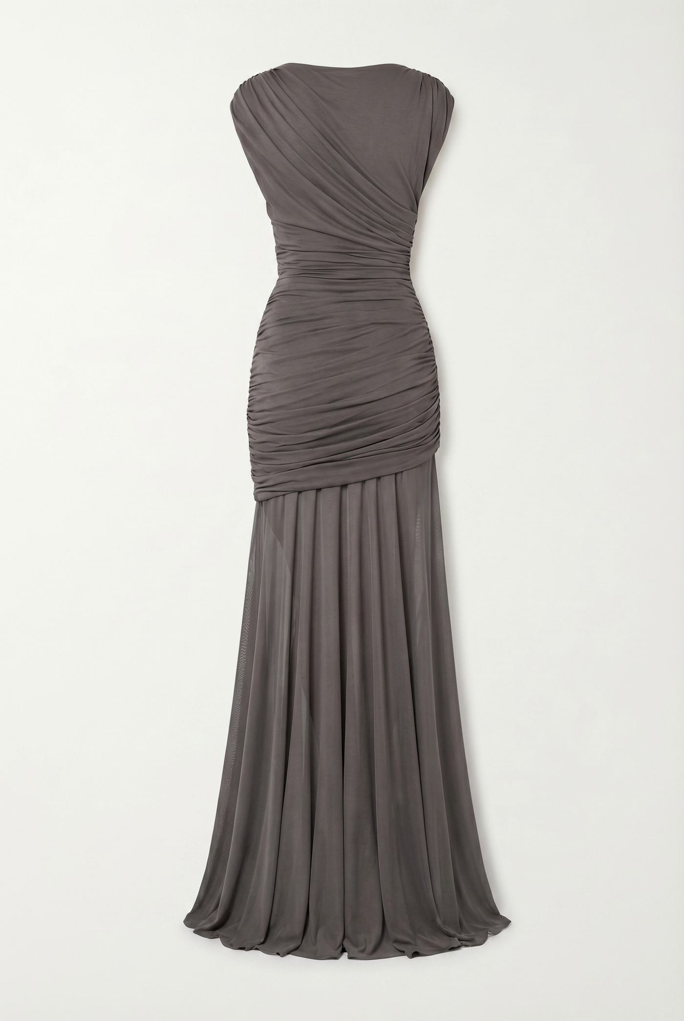 Amaya Sculpted Drape Maxi Dress - Gray