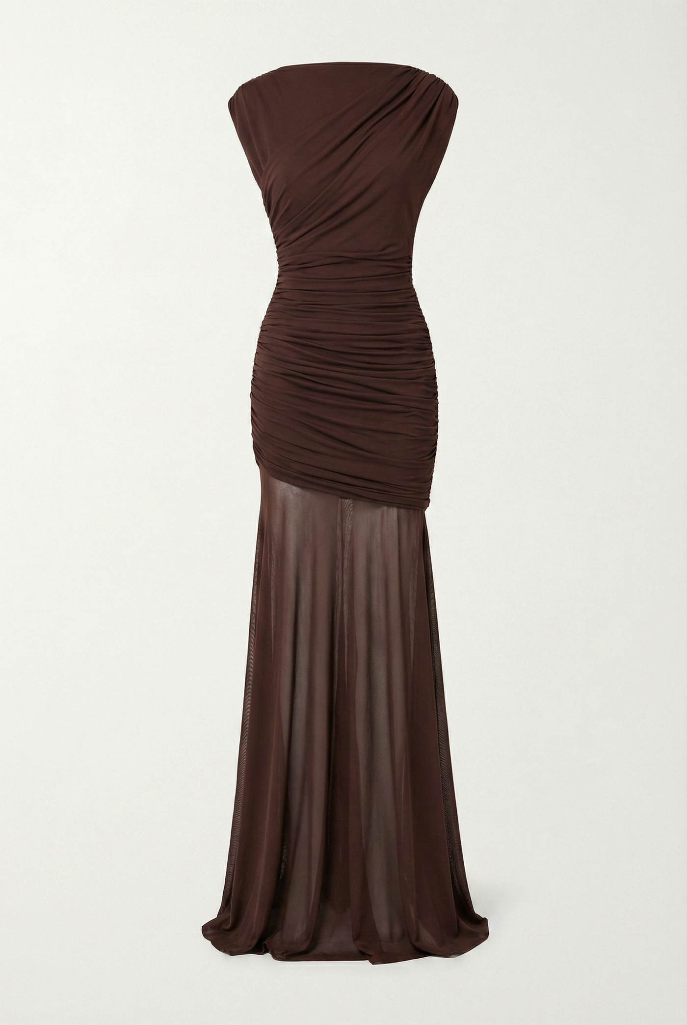 Amaya Sculpted Drape Maxi Dress - Brown