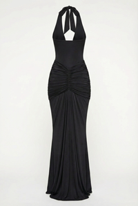 Amelita Deep Plunge Sculpt Maxi Dress - Black