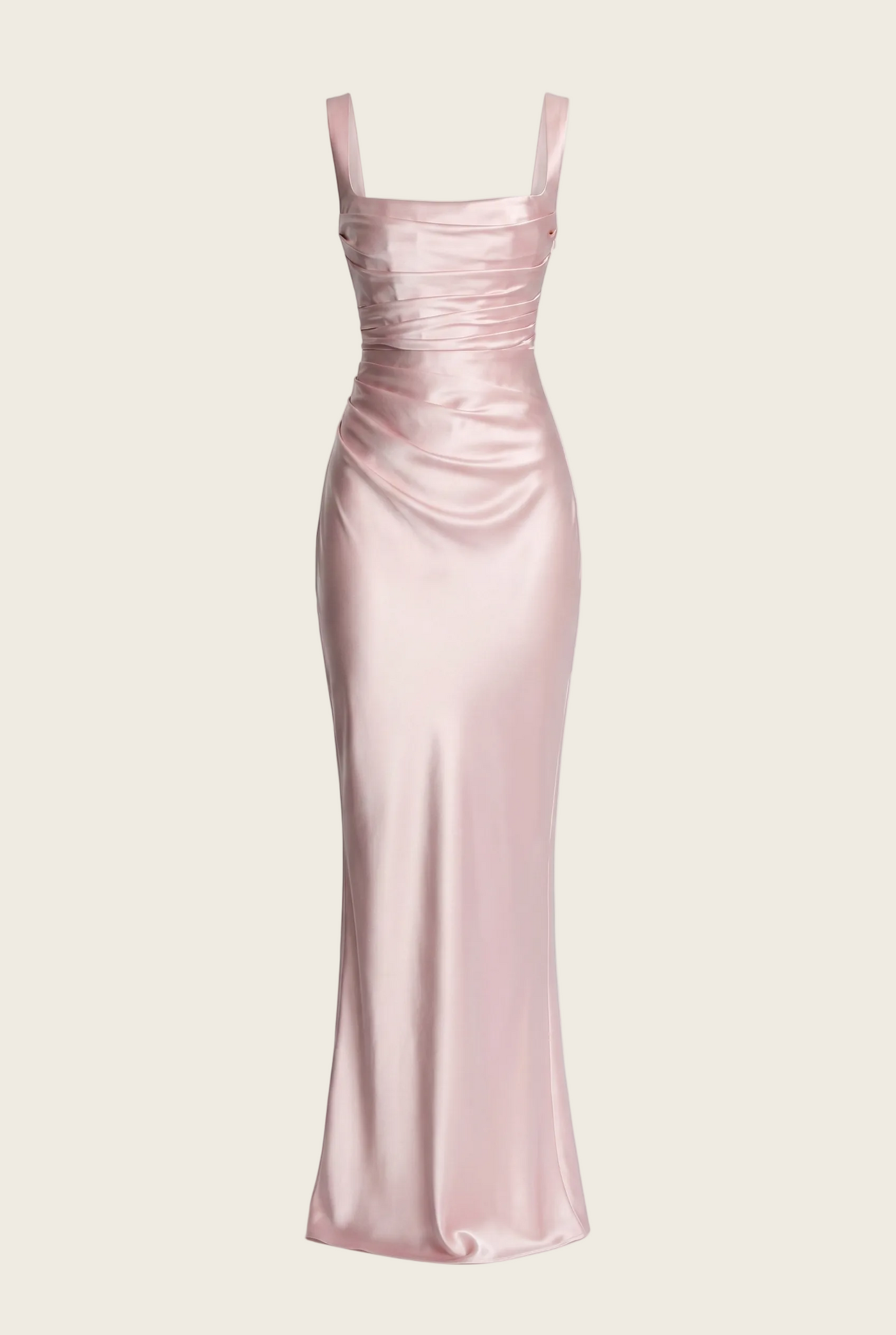 Angelina Structured Satin Corset Maxi Dress with Scarf - Pink