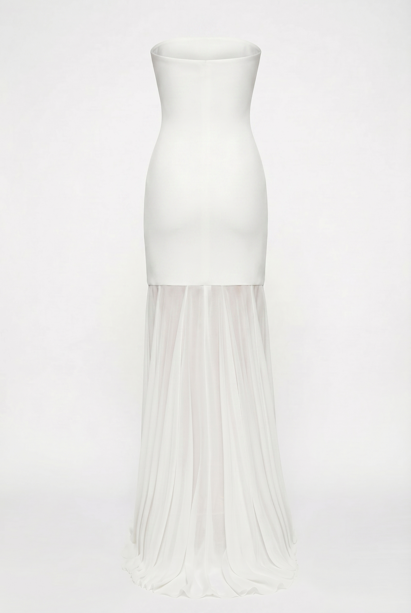 Avery Strapless Sculpted Maxi Dress with Scarf - White