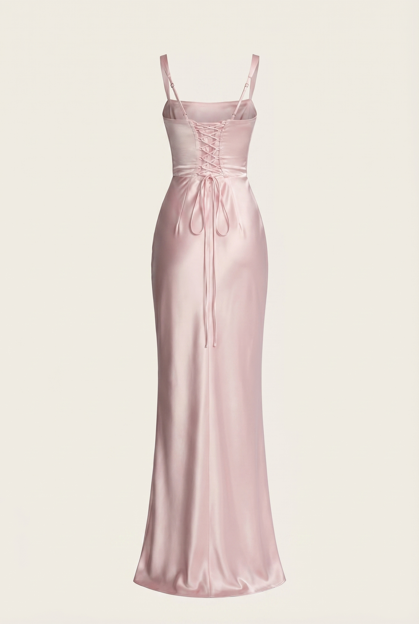 Angelina Structured Satin Corset Maxi Dress with Scarf - Pink