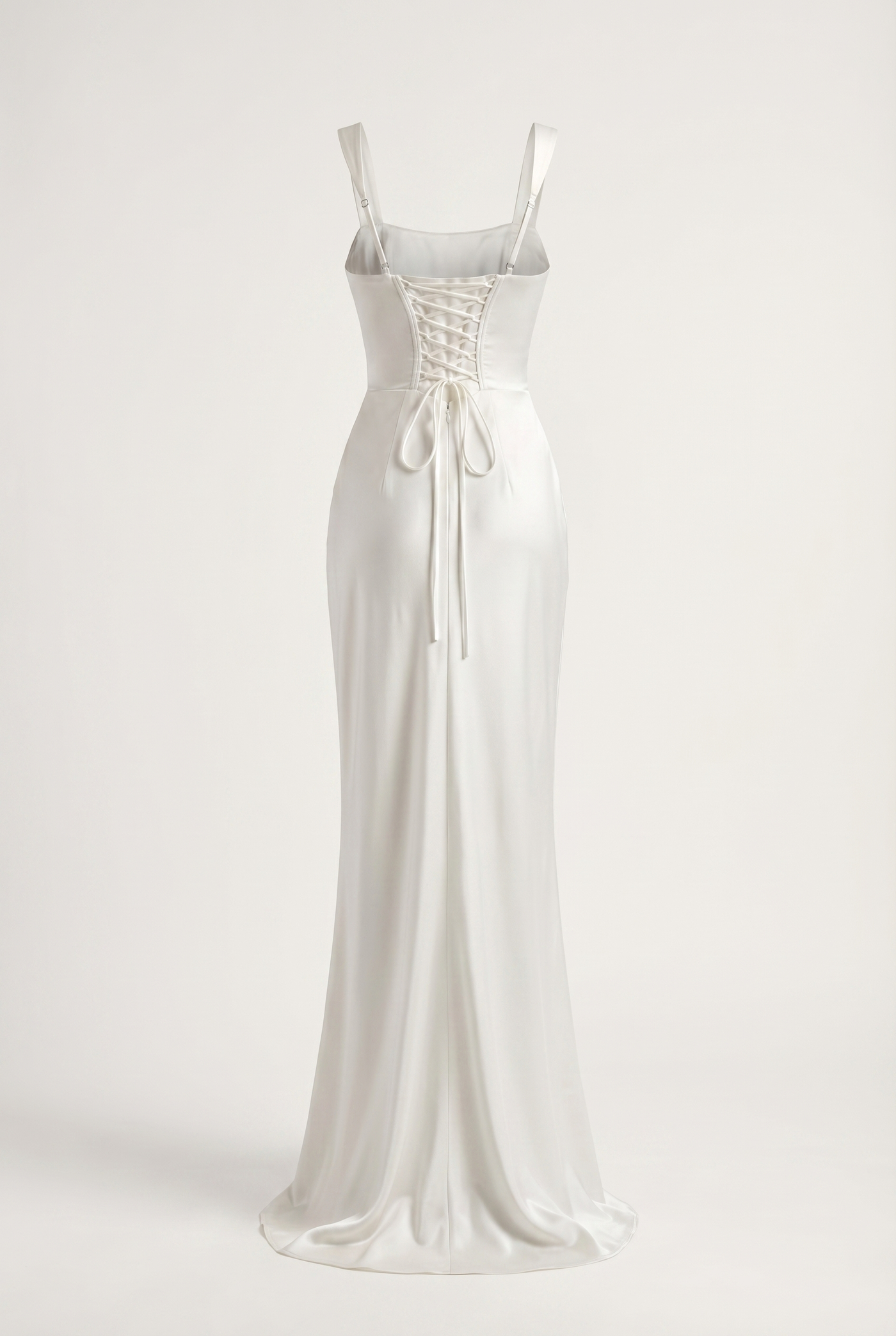 Angelina Structured Satin Corset Maxi Dress with Scarf - White
