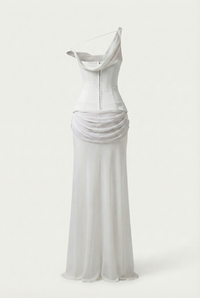 Carah Sheer Maxi Dress with Detachable Corset – White