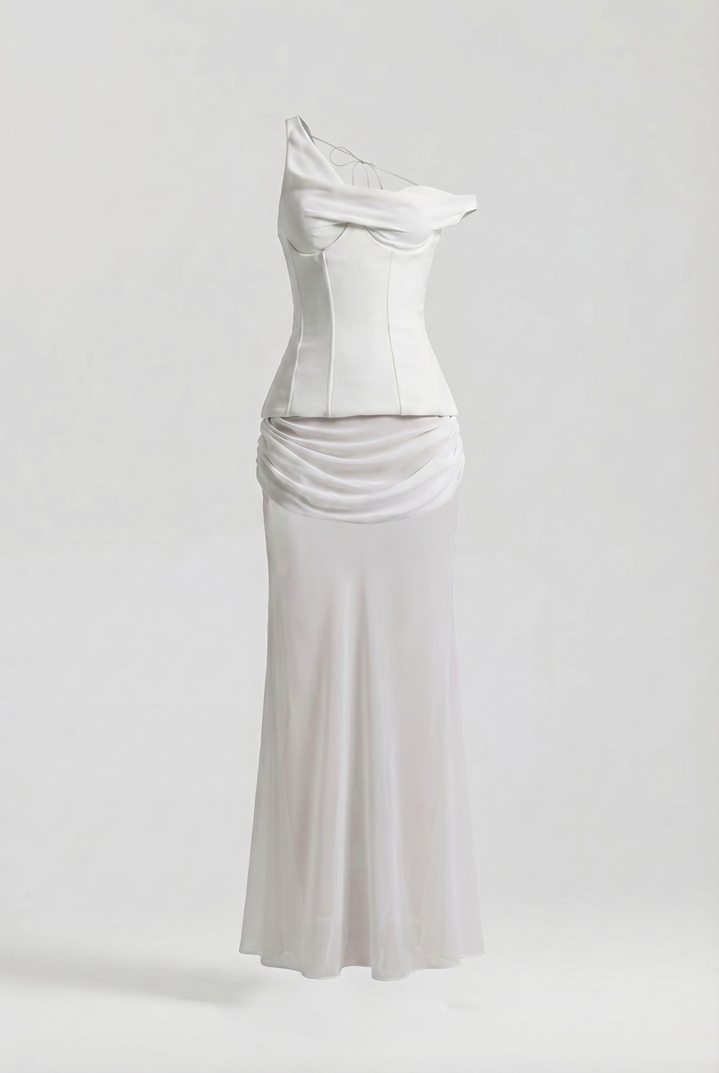 Carah Sheer Maxi Dress with Detachable Corset – White