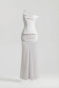 Carah Sheer Maxi Dress with Detachable Corset – White