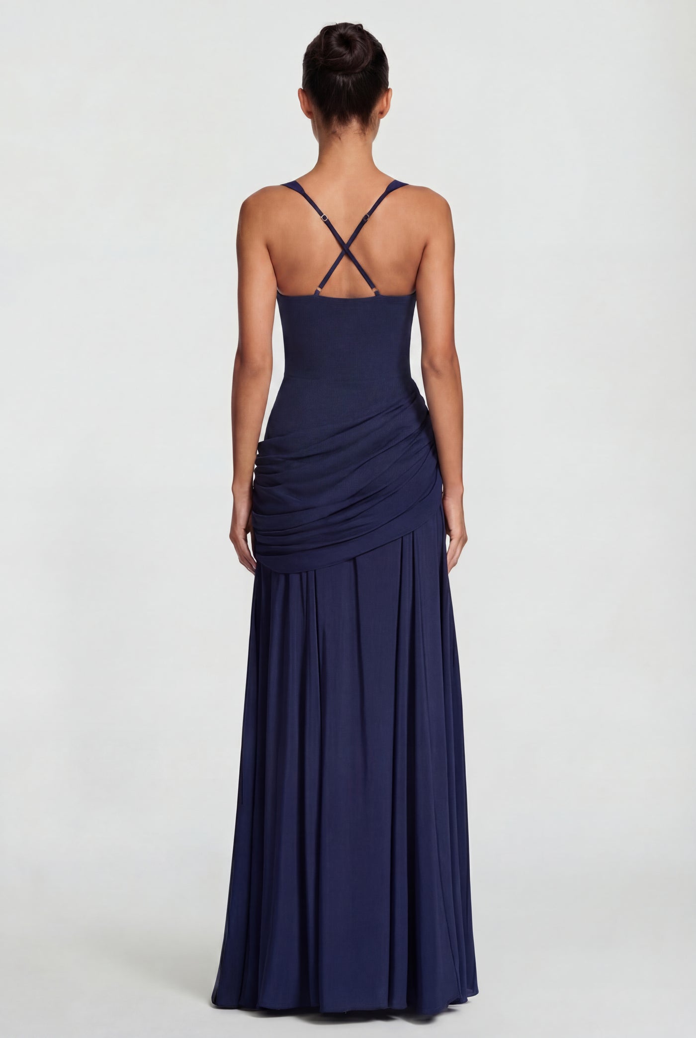 Carlina Draped Maxi Dress – Navy Blue