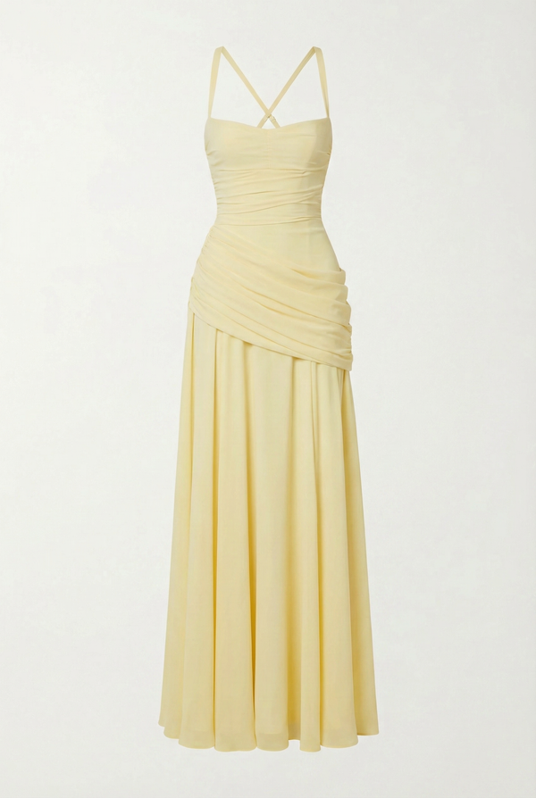 Carlina Draped Maxi Dress – Yellow