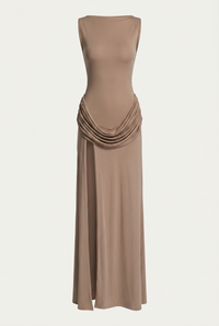 Corey Draped Open-Back Maxi Dress – Khaki