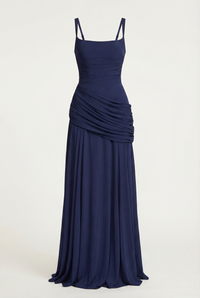 Carlina Draped Maxi Dress – Navy Blue