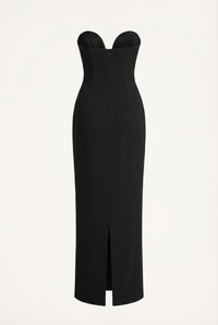 Esther Strapless Maxi Dress with Sheer Scarf – Black