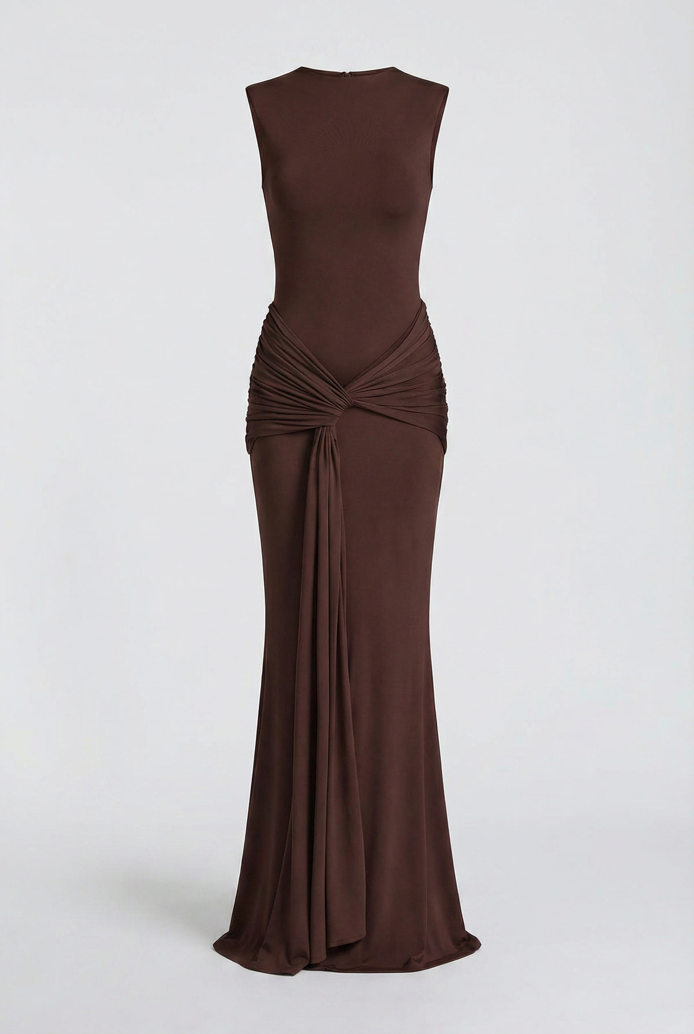 Glinda Sculpted Draped Maxi Dress - Brown