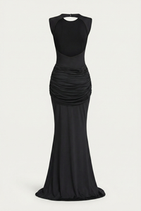 Glinda Sculpted Draped Maxi Dress - Black