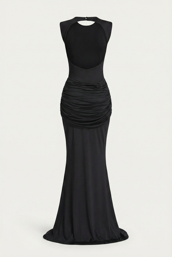 Glinda Sculpted Draped Maxi Dress - Black