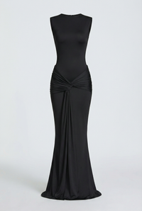 Glinda Sculpted Draped Maxi Dress - Black
