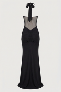 Henley Sheer Sculpt Maxi Dress - Black