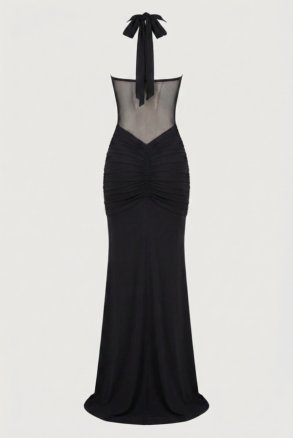 Henley Sheer Sculpt Maxi Dress - Black