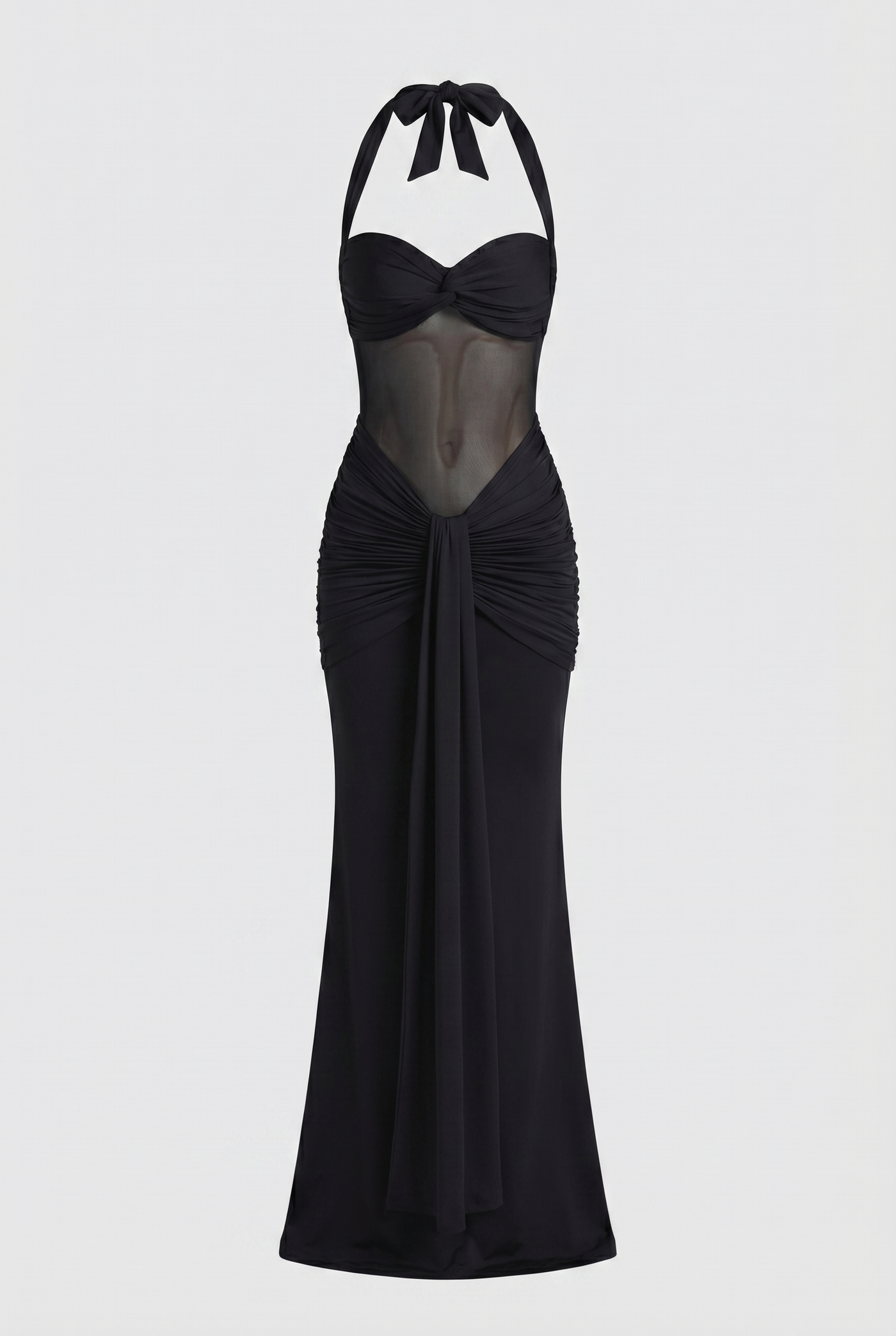 Henley Sheer Sculpt Maxi Dress - Black