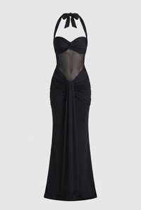 Henley Sheer Sculpt Maxi Dress - Black