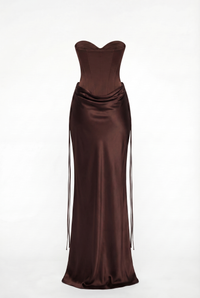 Genie Strapless Maxi Dress – Brown