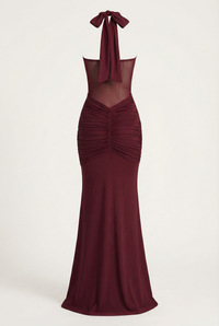 Henley Sheer Sculpt Maxi Dress - Burgundy