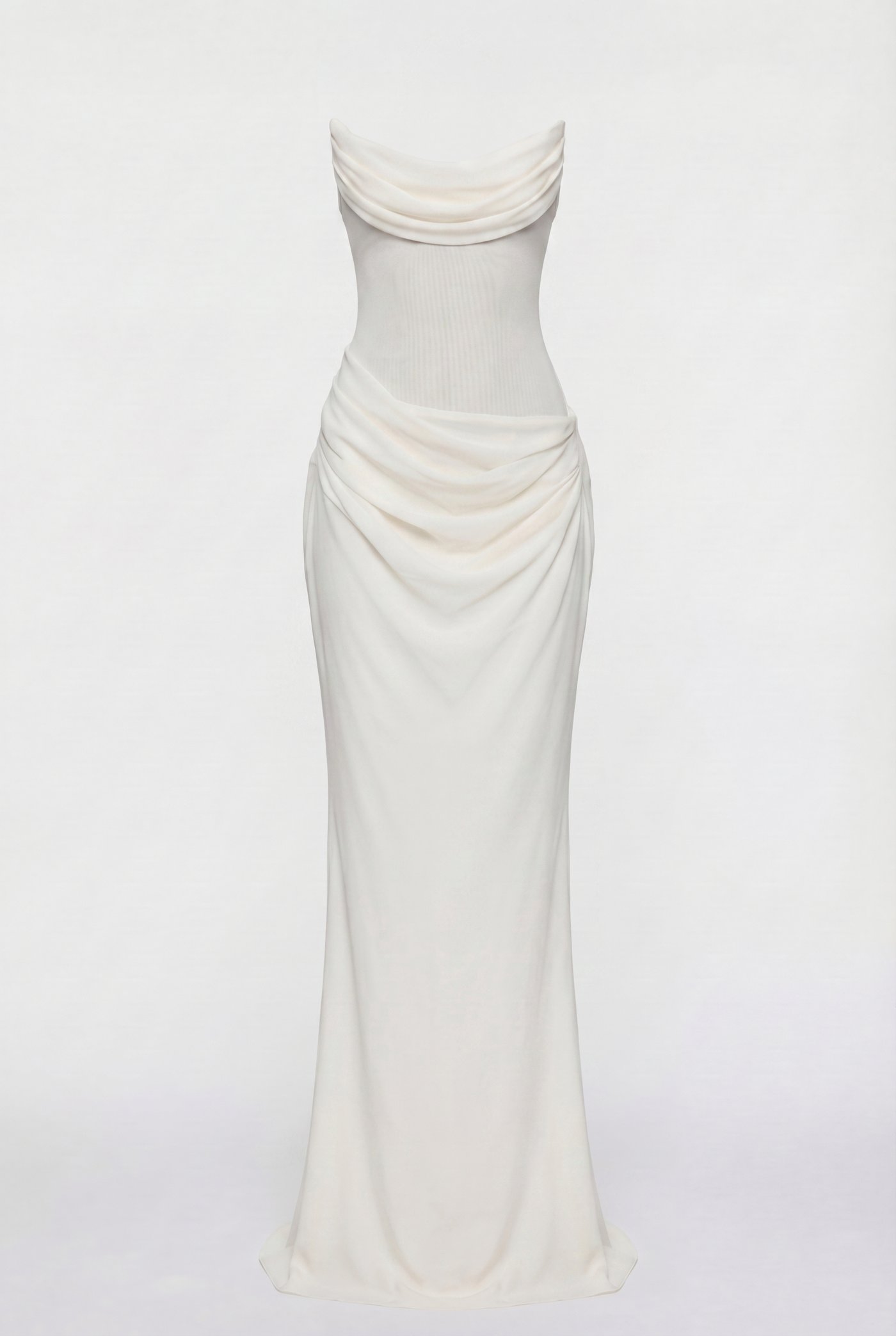 Andina Draped Corset Maxi Dress with Gloves & Scarf - White
