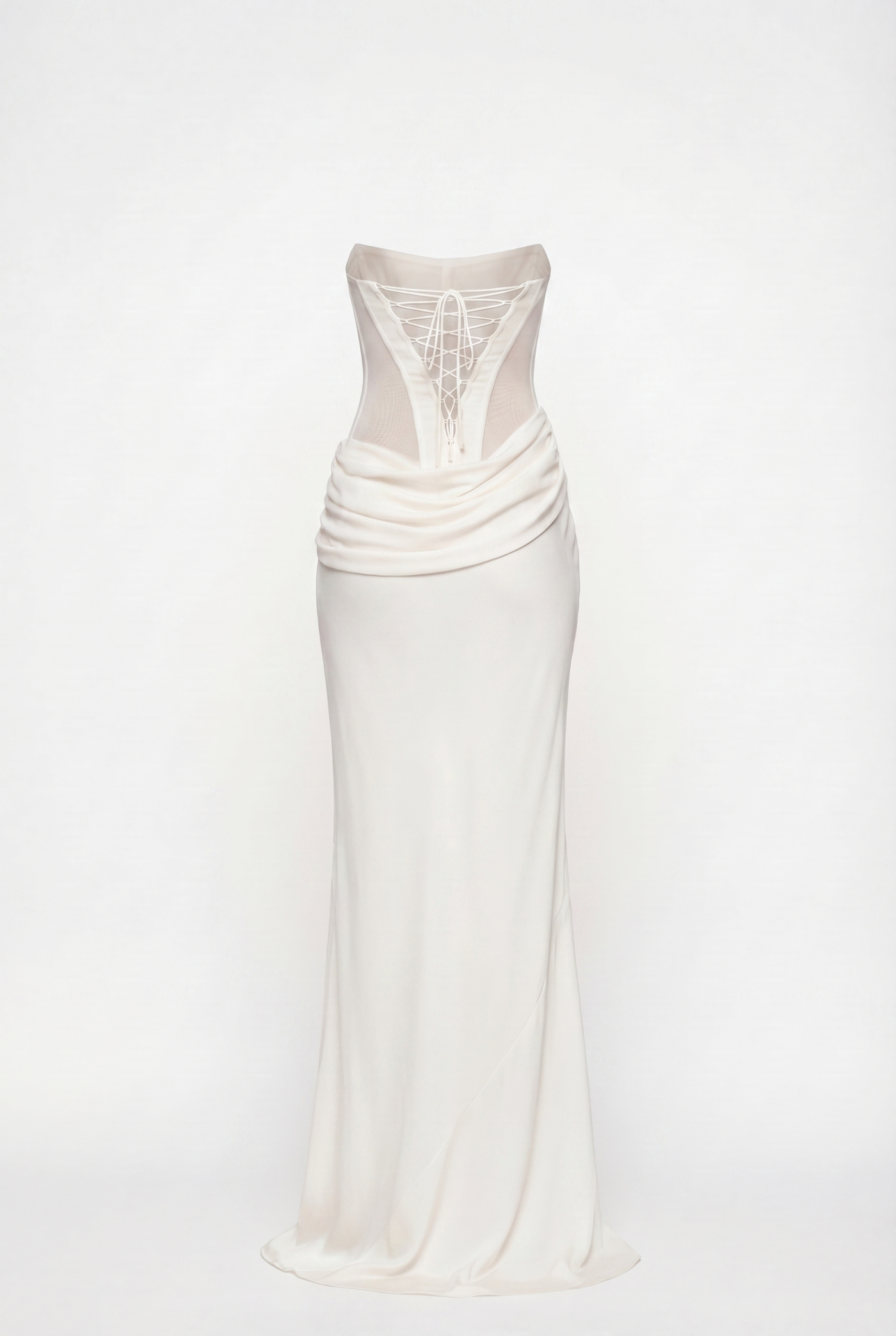 Andina Draped Corset Maxi Dress with Gloves & Scarf - White