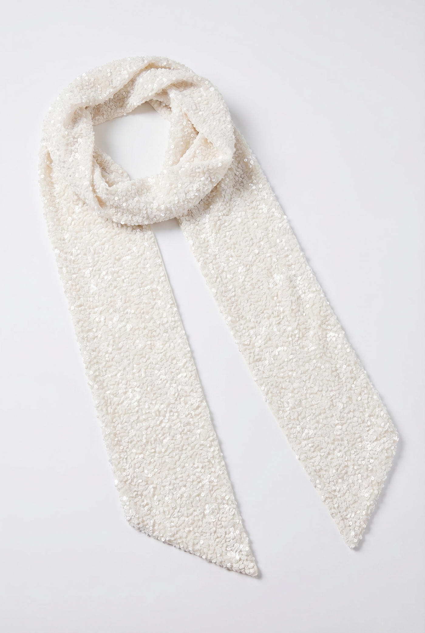 Adena Sequin Sculpt Mini Dress with Scarf - White