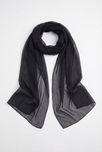Beatrix Sheer Maxi Dress with Scarf – Black