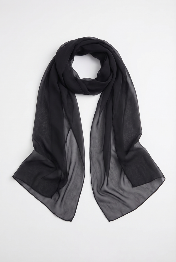 Beatrix Sheer Maxi Dress with Scarf – Black