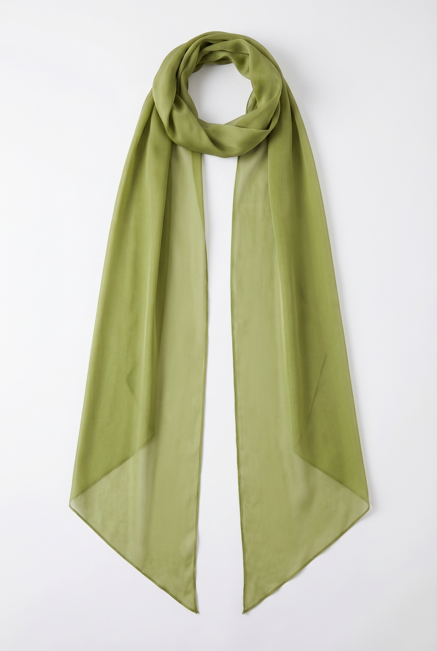 Beatrix Sheer Maxi Dress with Scarf – Green