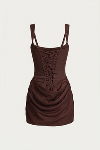 Juliet Structured Corset Mini Dress - Brown