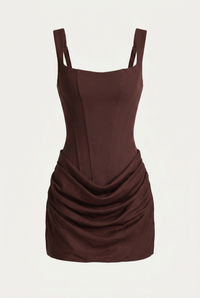 Juliet Structured Corset Mini Dress - Brown