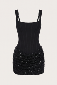 Katalina Sequin Corset Mini Dress - Black