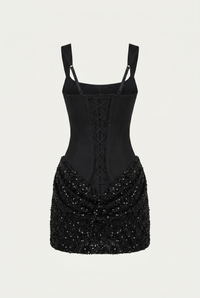 Katalina Sequin Corset Mini Dress - Black