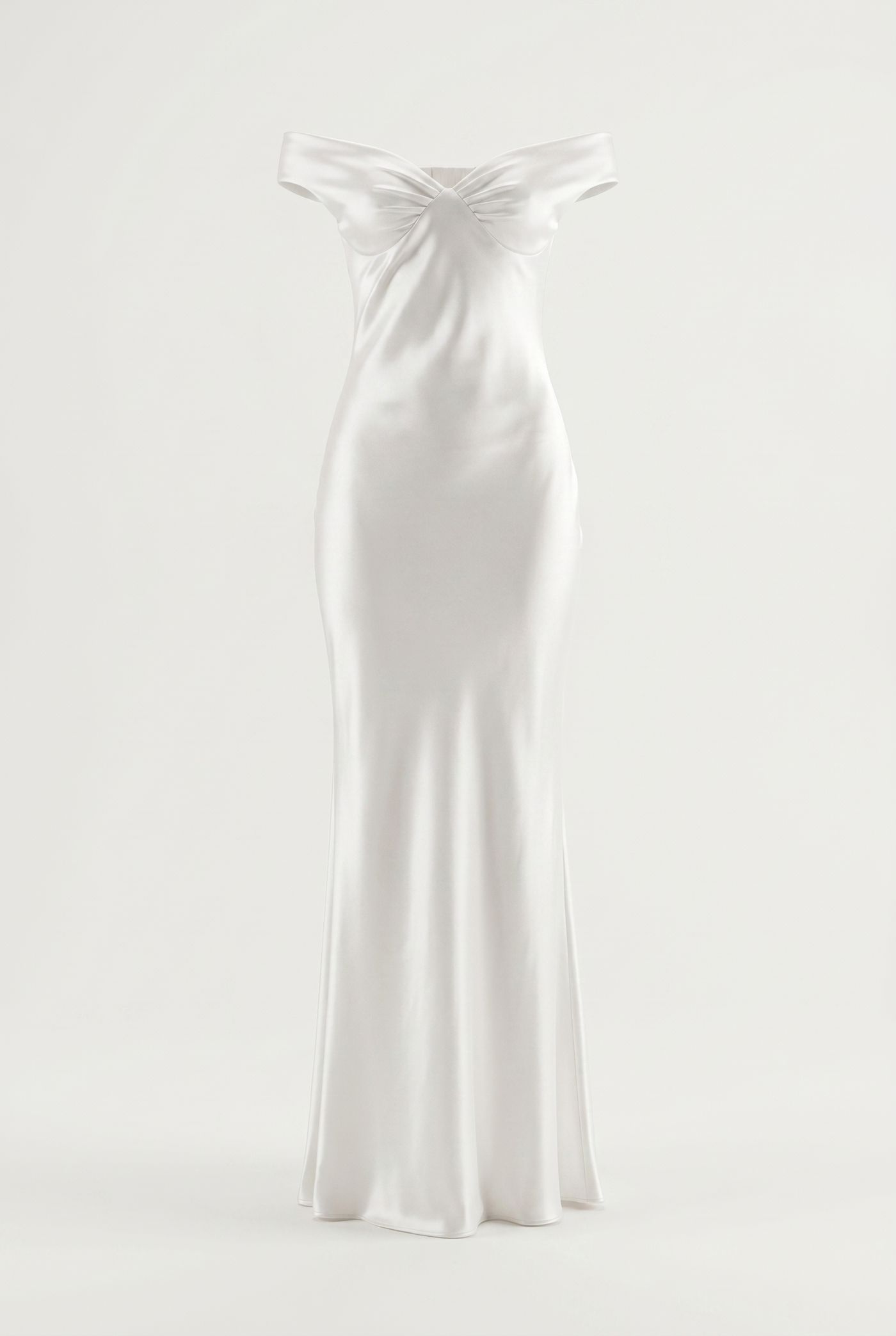Keely Off-Shoulder Satin Maxi Dress – White