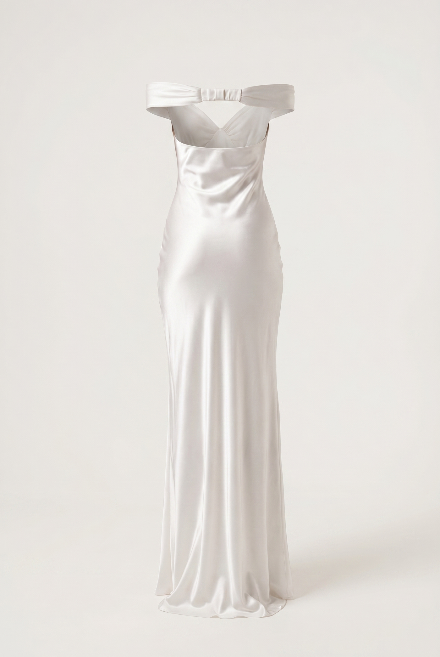 Keely Off-Shoulder Satin Maxi Dress – White