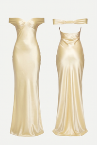 Keely Off-Shoulder Satin Maxi Dress – Yellow