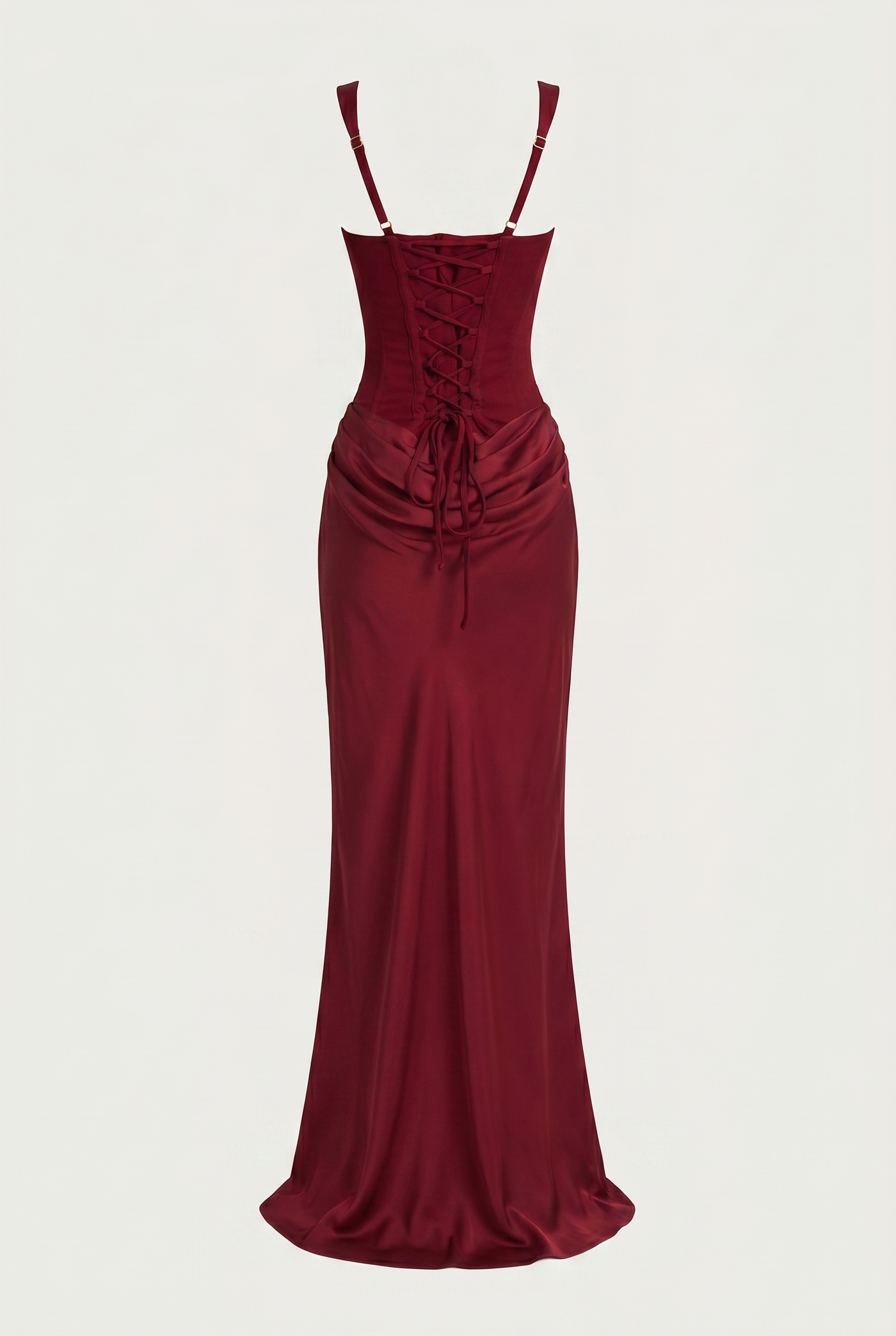 Laura Corset Ruched Maxi Dress – Burgundy