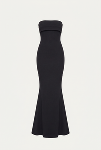 Linley Strapless Maxi Dress with Scarf – Black