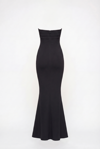 Linley Strapless Maxi Dress with Scarf – Black