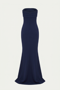 Linley Strapless Maxi Dress with Scarf – Navy Blue