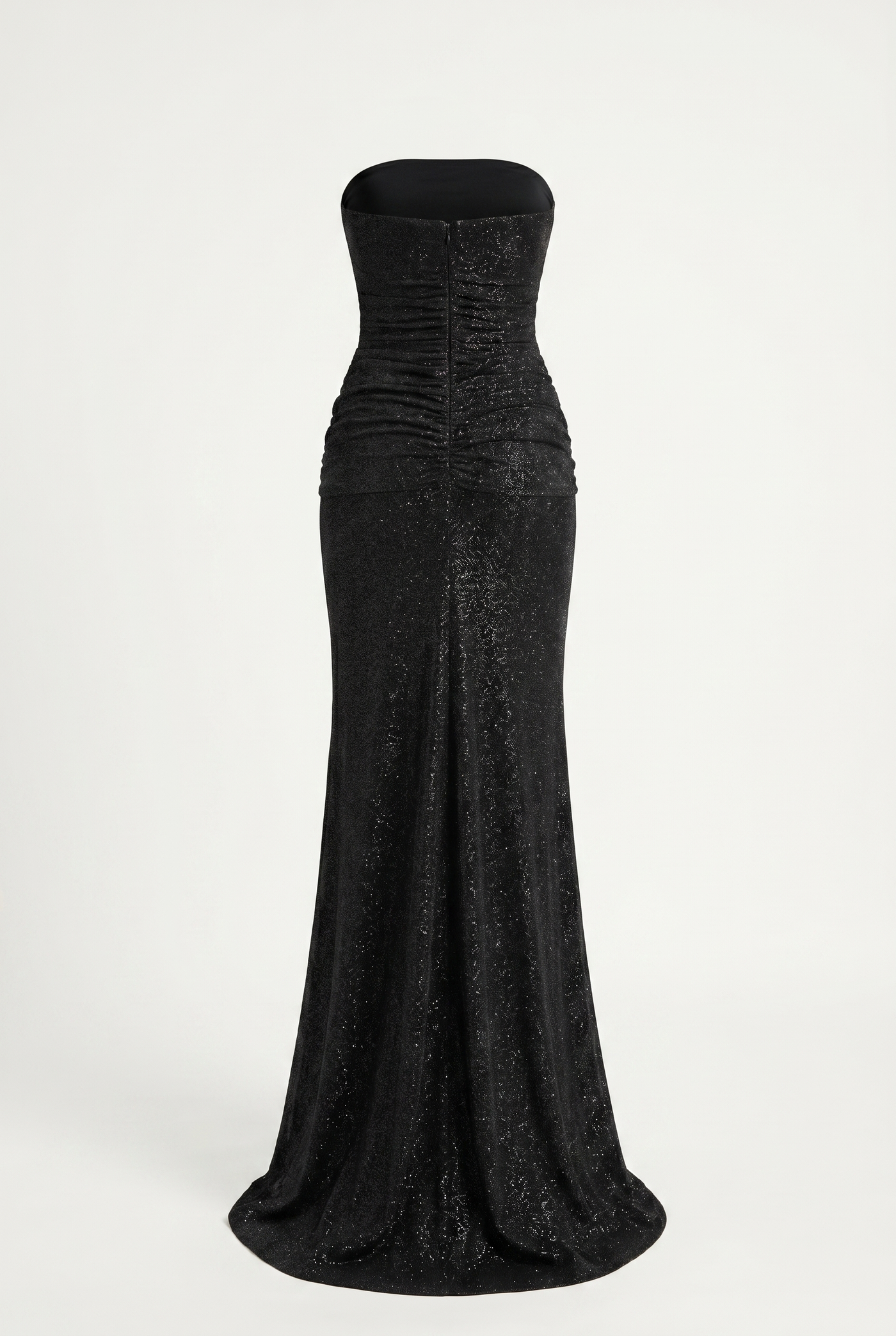 Lorena Sheer Panel Glitter Maxi Dress with Scarf – Black