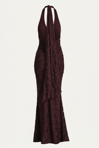 Lorrie Halter Maxi Dress – Brown
