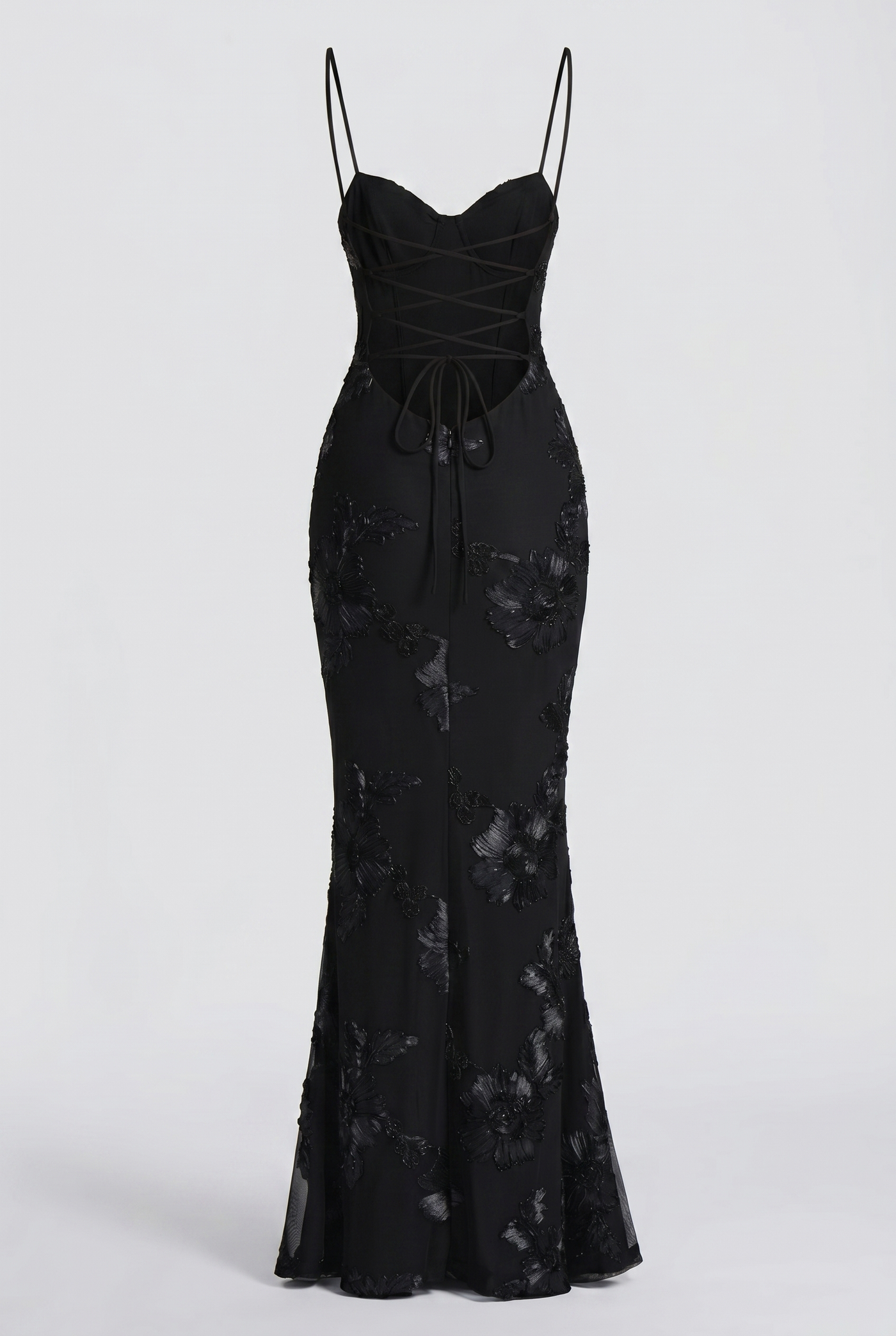 Lucy Lace-Up Corset Maxi Dress – Black